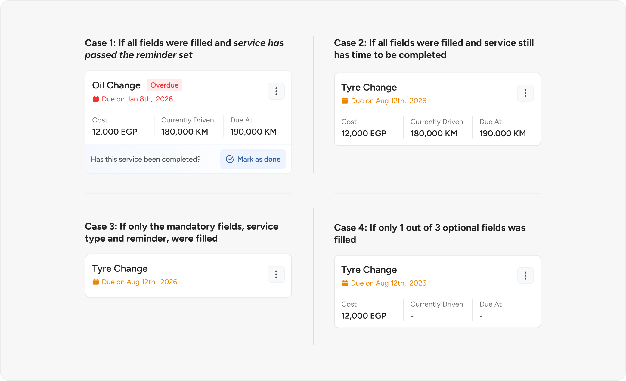 Service card edge cases