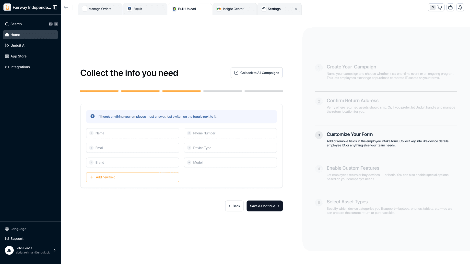Step-by-step configuration checklist